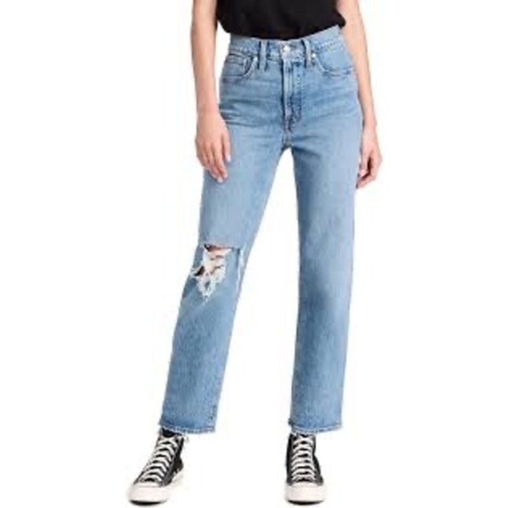 Madewell The Perfect‎ Vintage Straight Jean Distressed Blue Denim Size 24